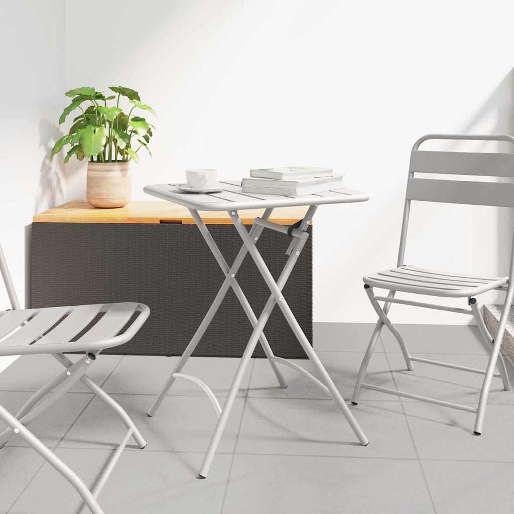 Garden Table Folding Beige 55 x 55 x 73 cm Powder-coated Steel